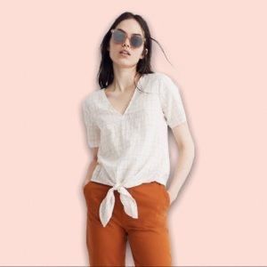 NWT Madewell front tie short sleeved shirt